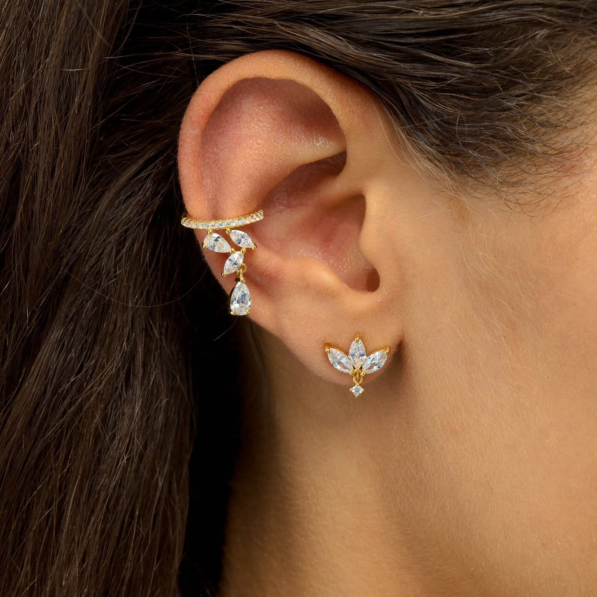 Teardrop Charm Ear Cuff