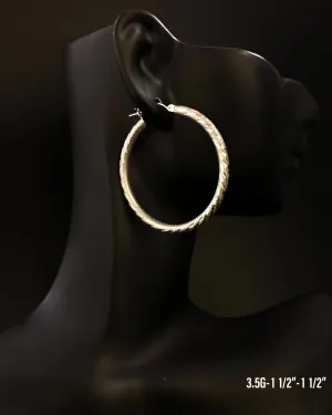 Textured hoop earrings 10K solid gold