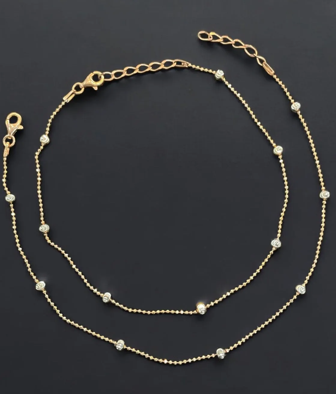 The Glittering Chain Silver Rose-gold Anklets