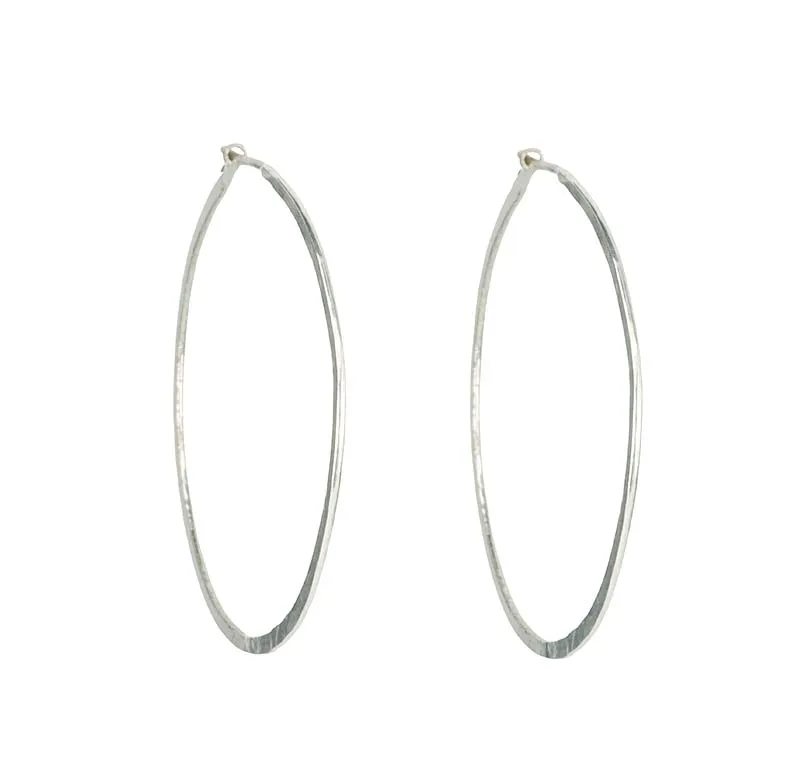 The "Esme" Sterling Silver Medium Flat Hammered Round Hoop Earrings