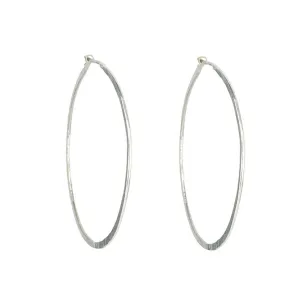 The "Esme" Sterling Silver Medium Flat Hammered Round Hoop Earrings