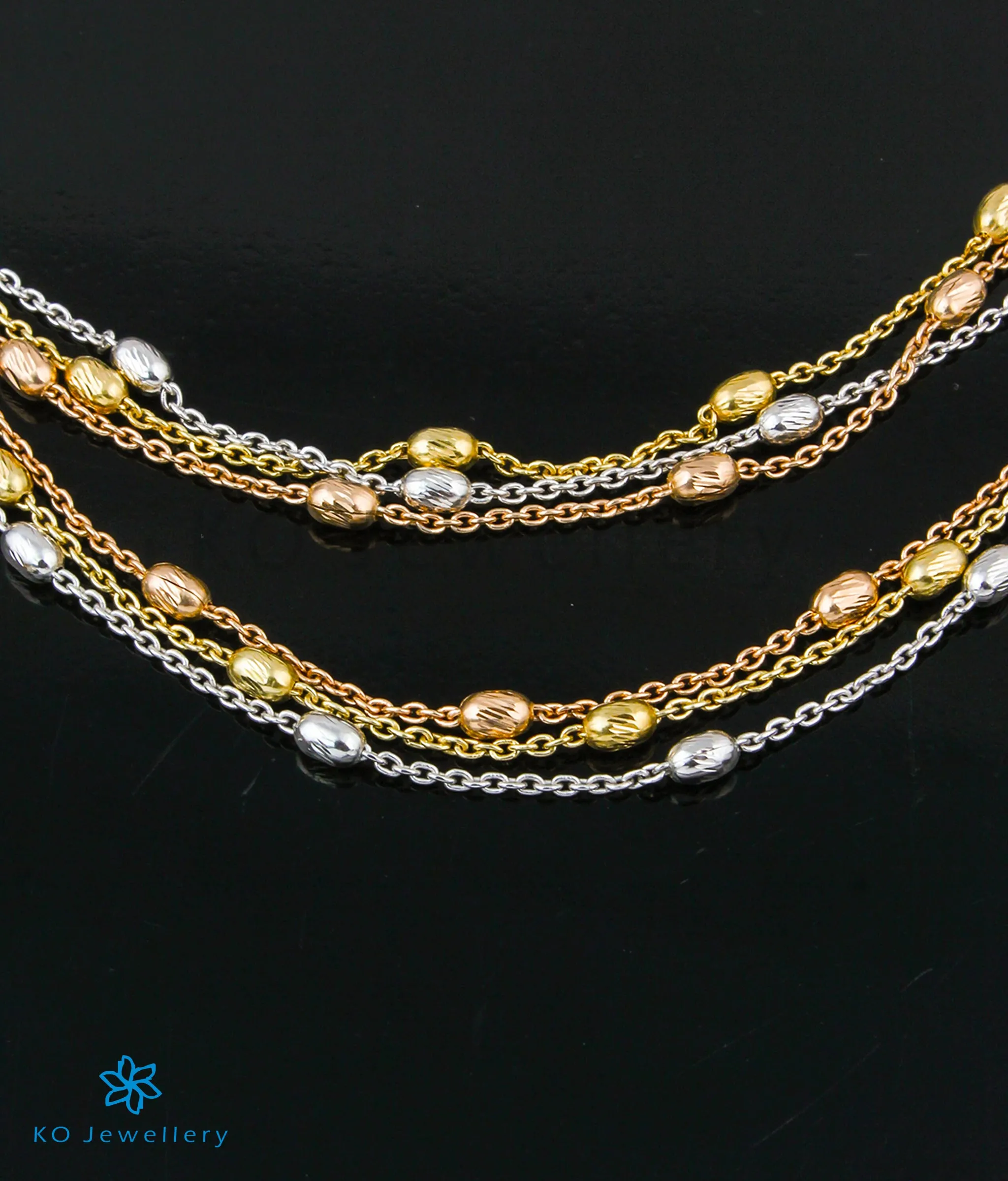 The Tri-tone Silver Rose-gold Anklets