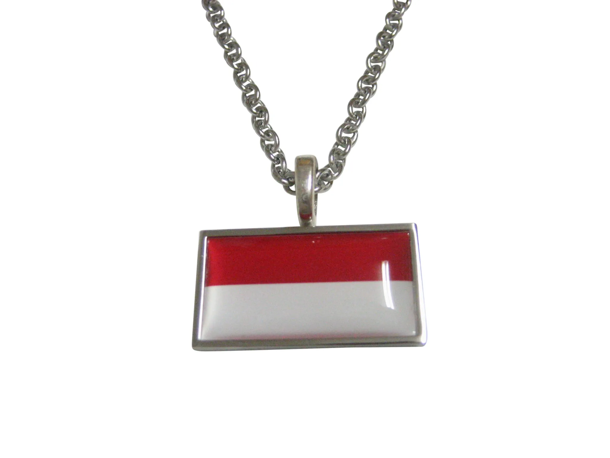 Thin Bordered Monaco Flag Pendant Necklace