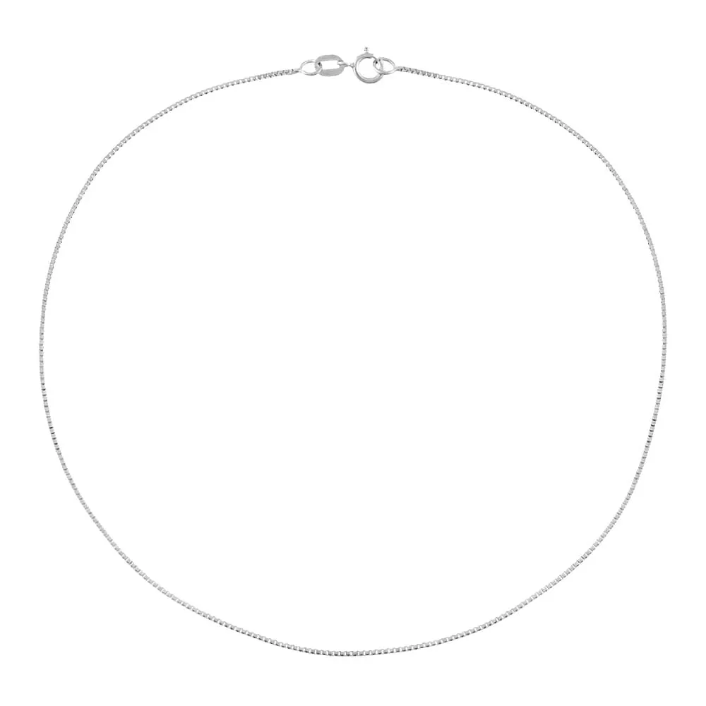 Thin Box Chain Anklet 14K