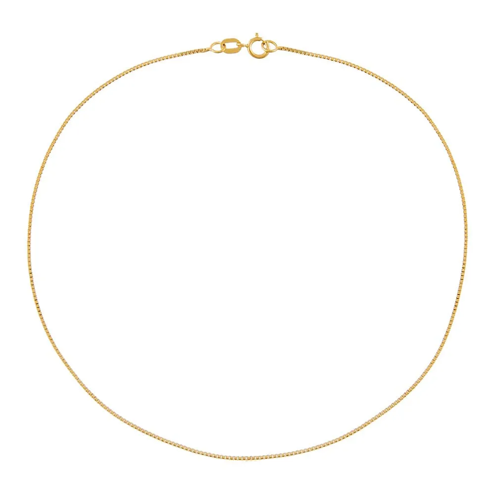Thin Box Chain Anklet 14K