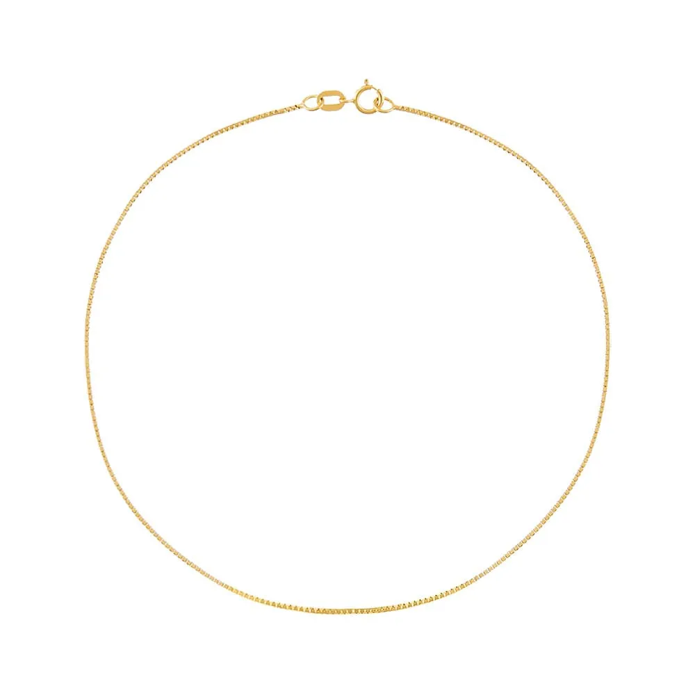 Thin Box Chain Anklet 14K