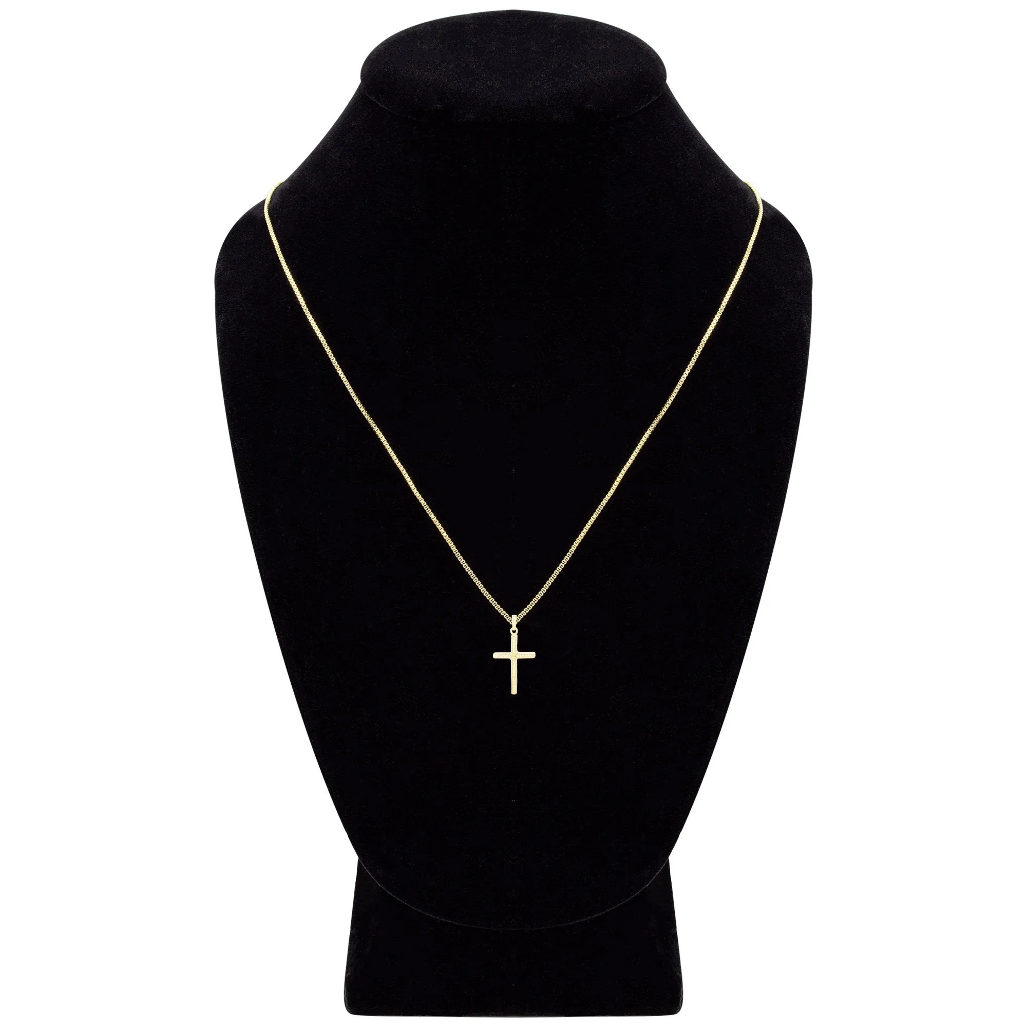 Thin Cross Cubic Zirconia Pendant With Necklace Set 14K Gold Filled