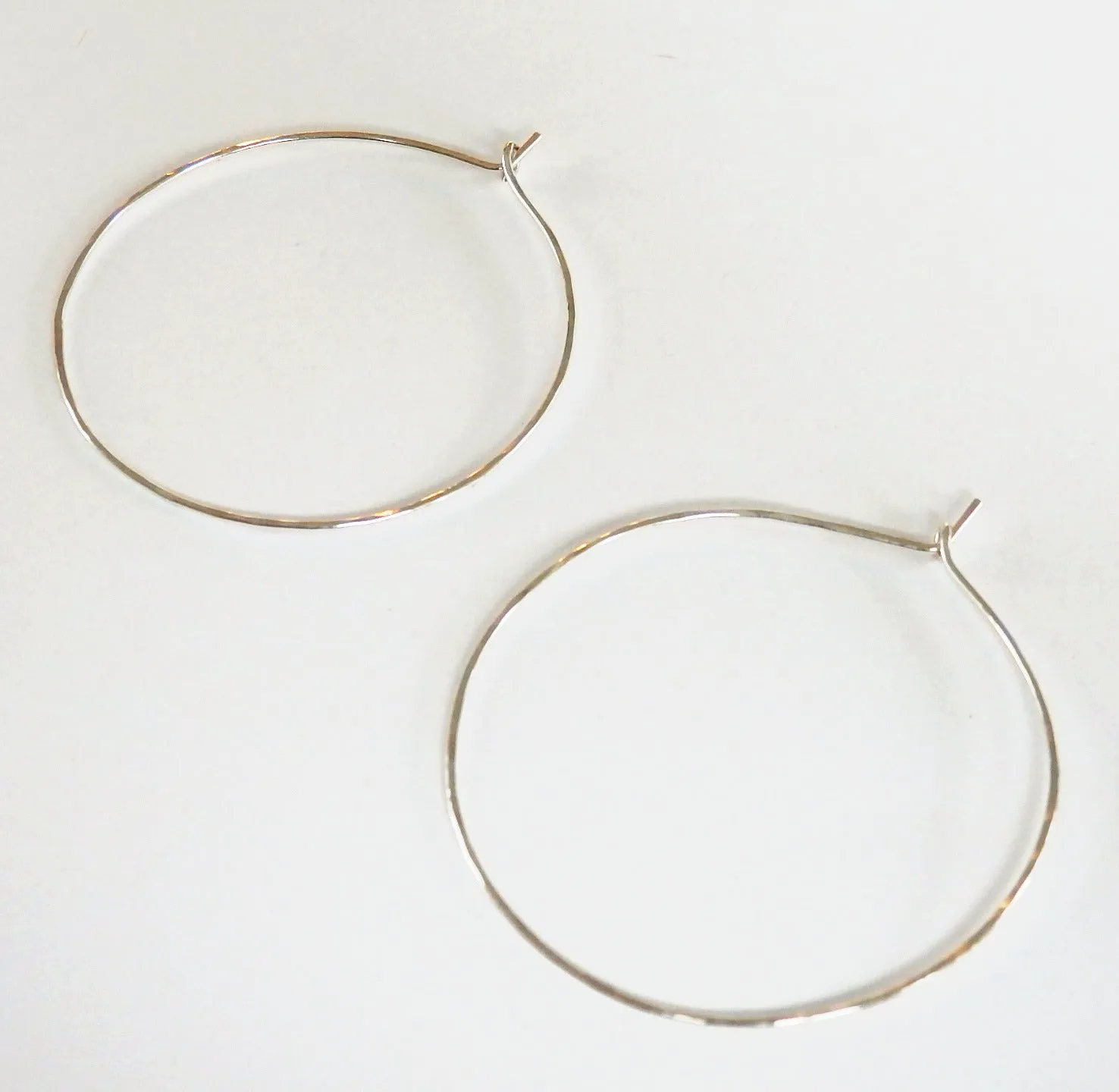 Thin Hammered Hoop Earrings - Choose Your Metal