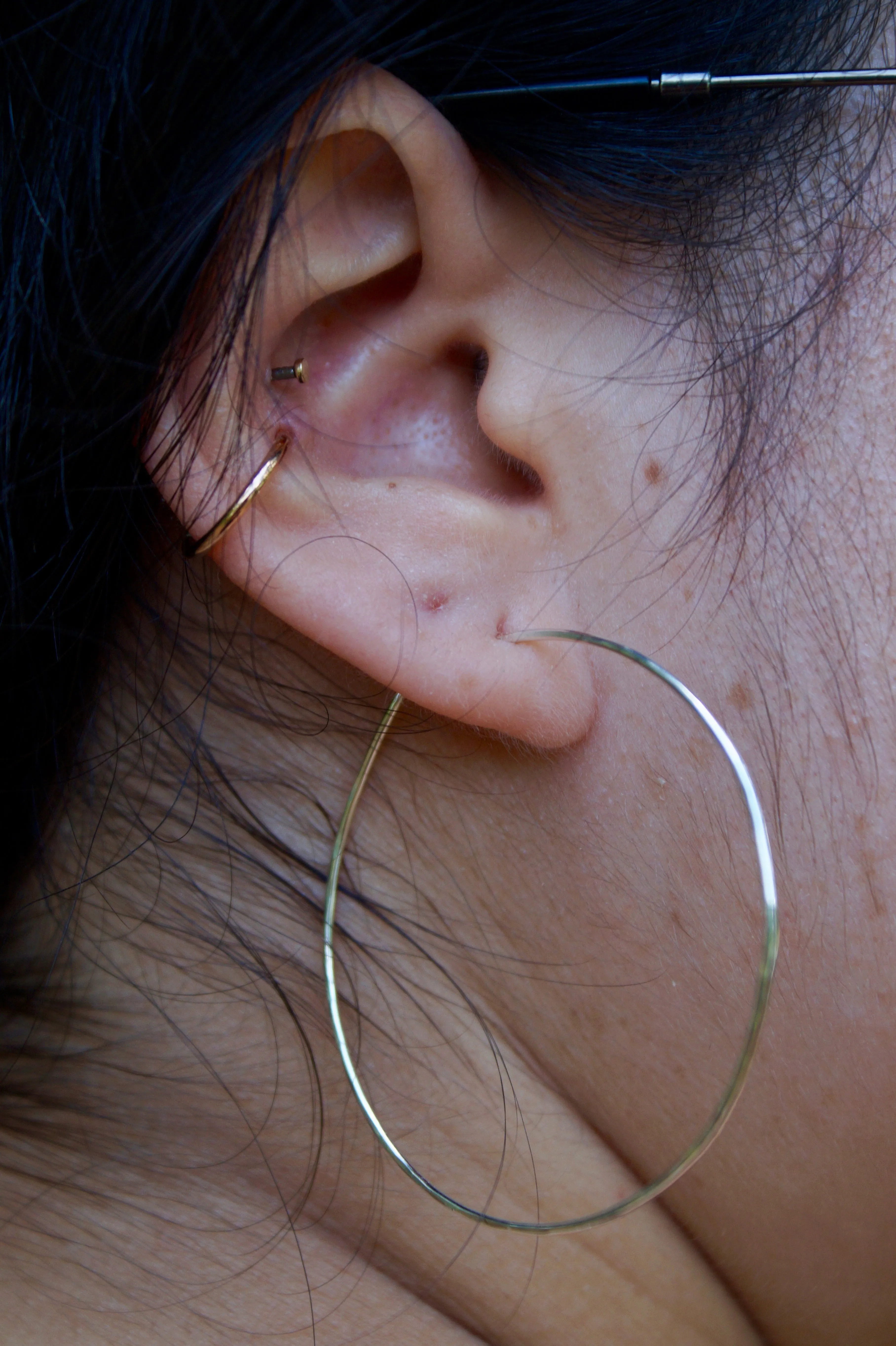 Thin Hammered Hoop Earrings - Choose Your Metal