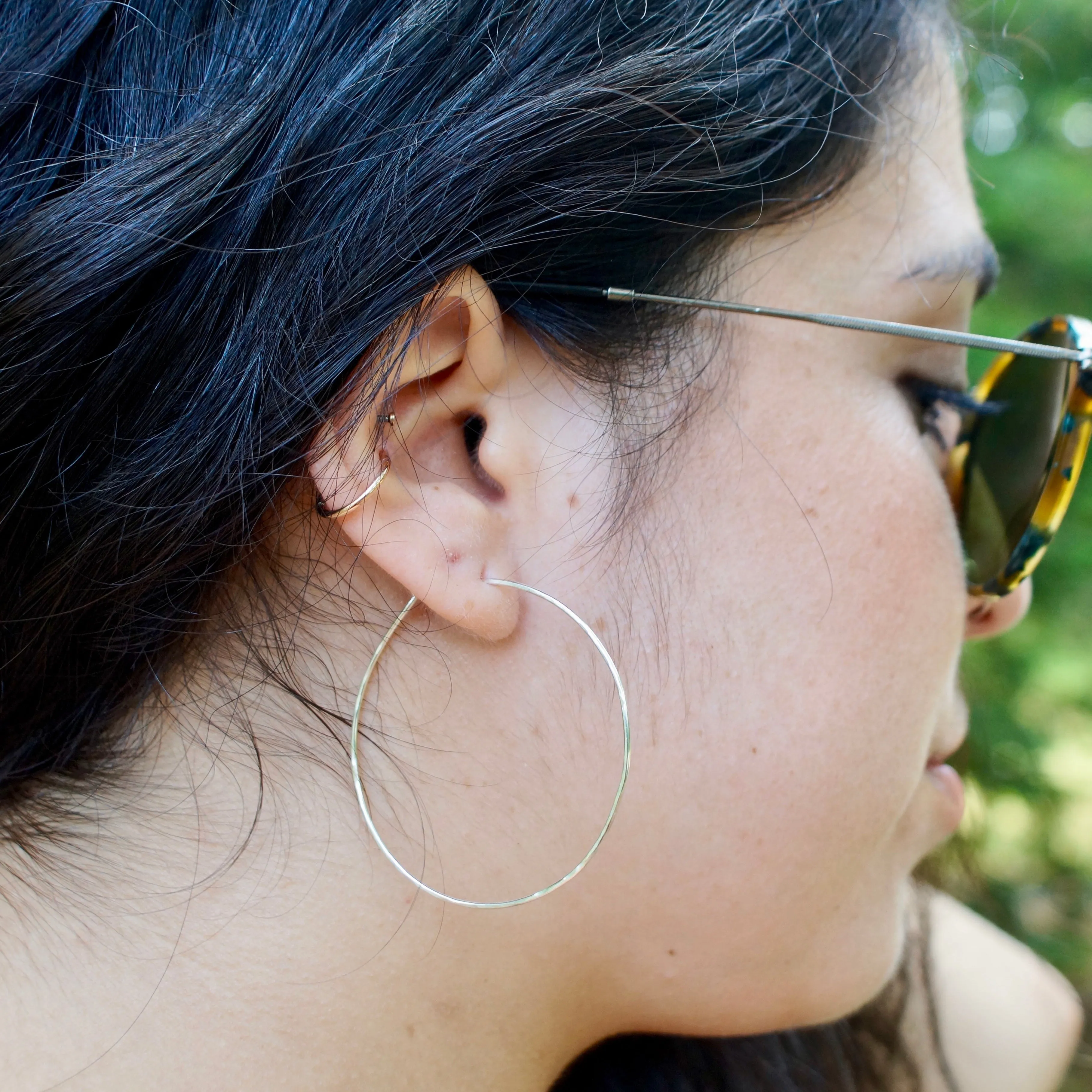 Thin Hammered Hoop Earrings - Choose Your Metal