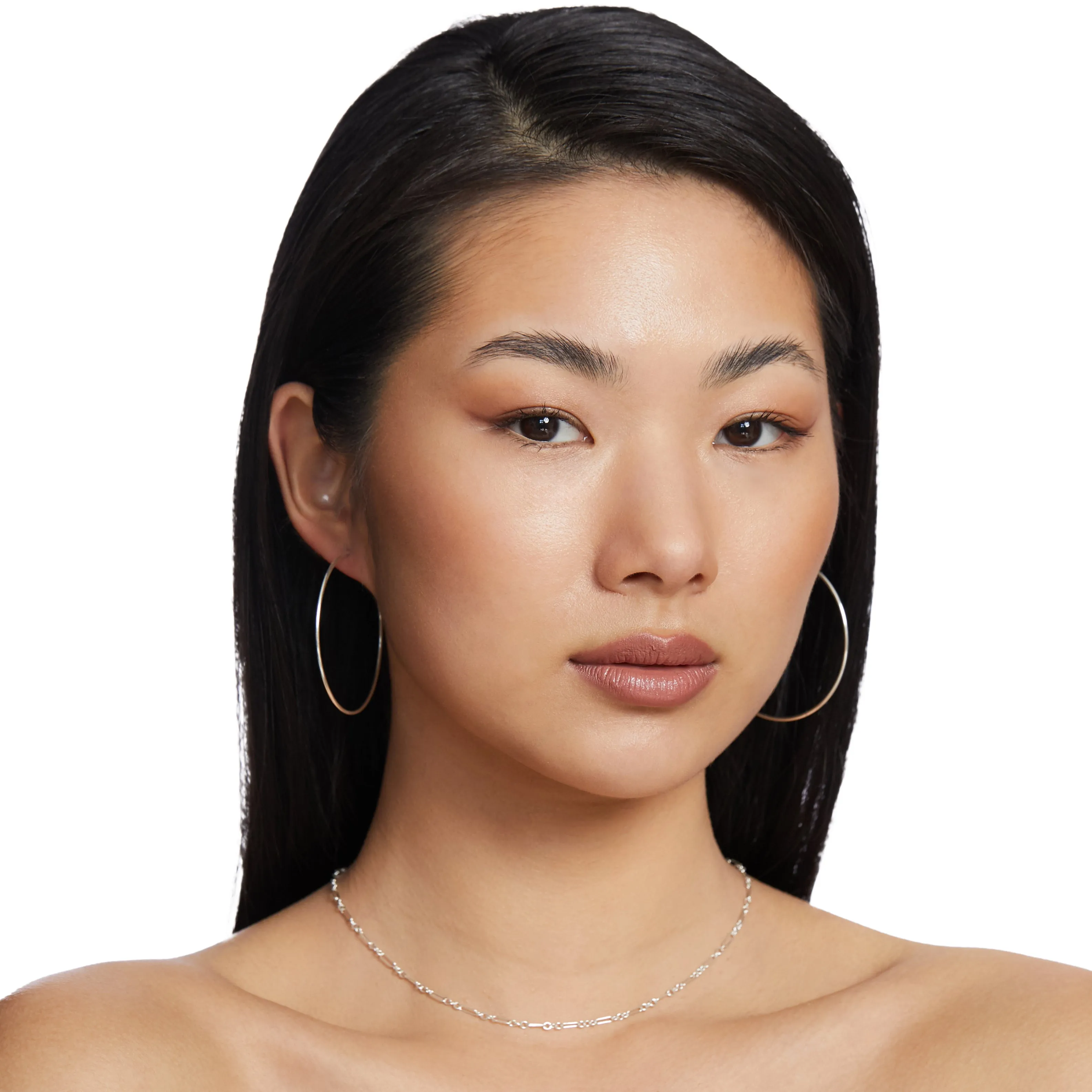 Thin Hoop Earrings - Silver