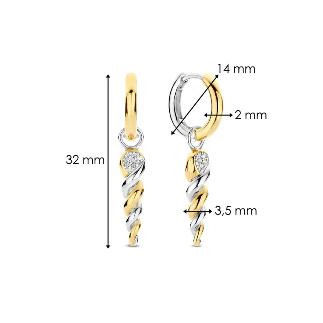 Ti Sento Earrings, Yellow Gold-Plated Silver and Zircons, 78020ZY