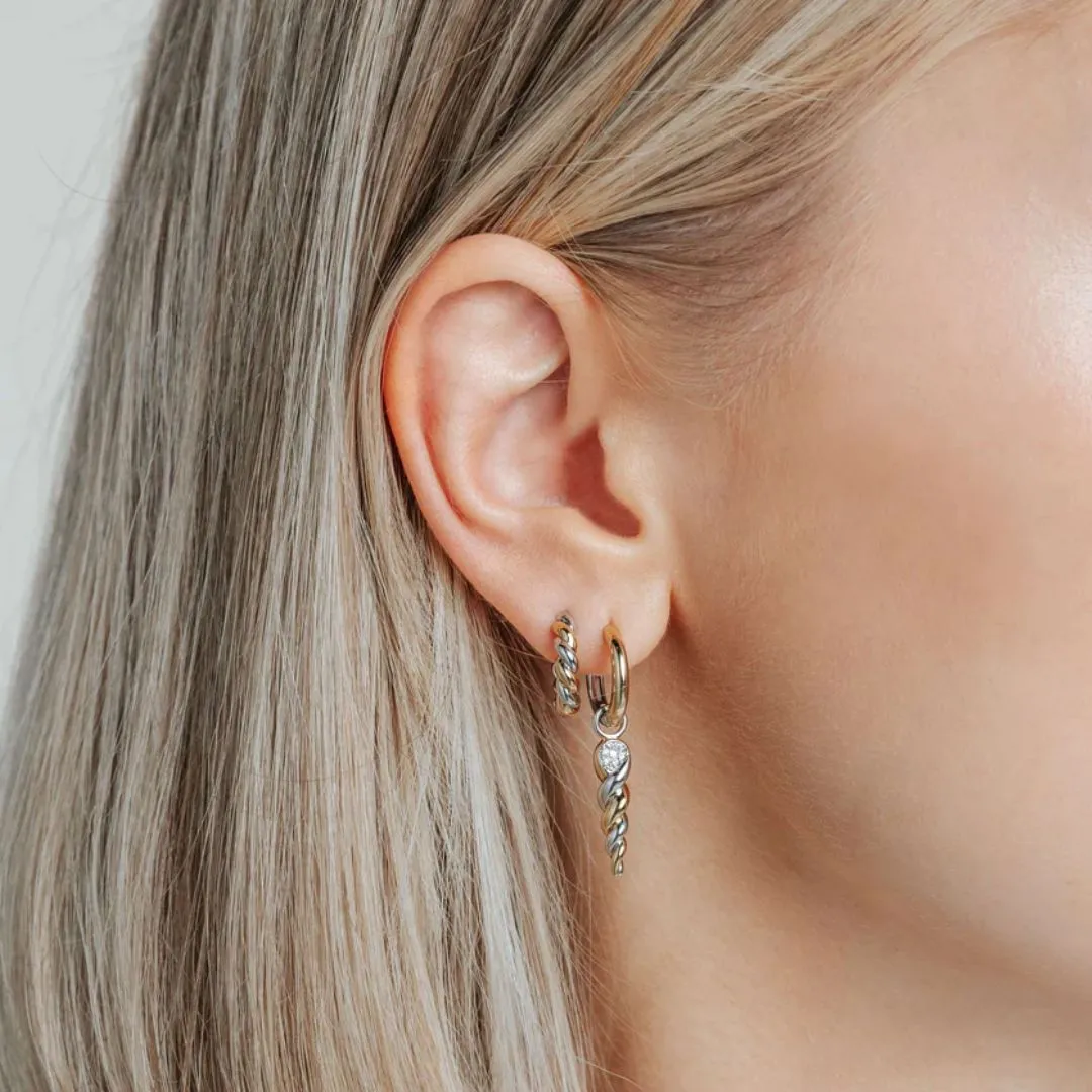 Ti Sento Earrings, Yellow Gold-Plated Silver and Zircons, 78020ZY