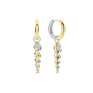 Ti Sento Earrings, Yellow Gold-Plated Silver and Zircons, 78020ZY