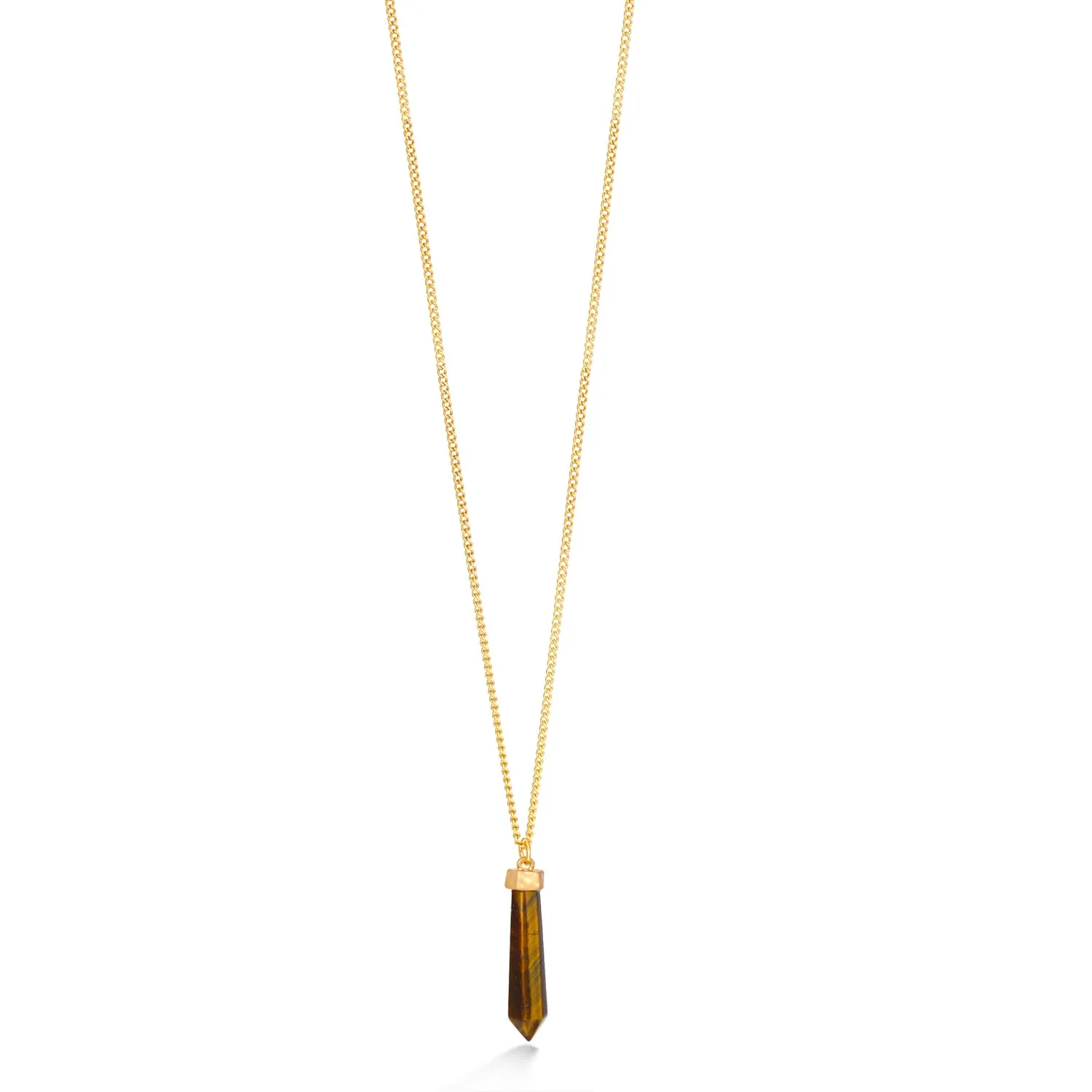TIGER'S EYE 1.5"INCH PENDANT GOLD NECKLACES #SWR-CP5586AB (IG2)