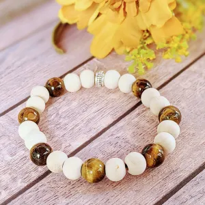 Tiger's Eye White Wood Bead Diffuser Bracelet-Creativity Bracelet