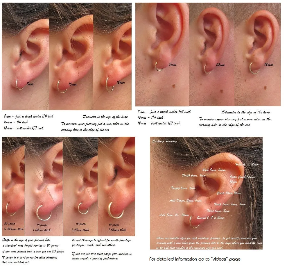 Tiny Hoop Earring Faceted - Choose Your Diameter, Gauge, Metal, Hoops For Men & Women