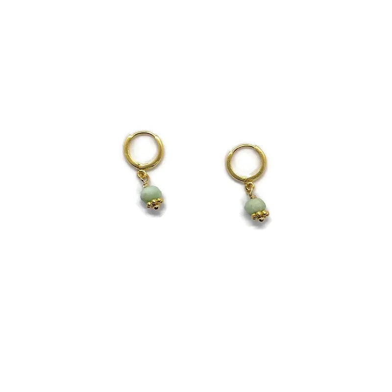 Tiny Hoops - Green Chrysoprase