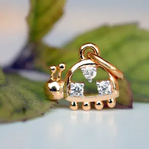 Tiny Ladybug Charm 14K Diamond Pendant (LP096)