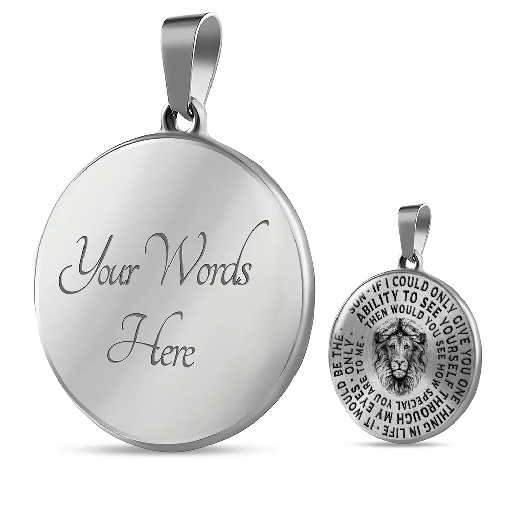 To My Son Lions Head Circle Pendant Necklace