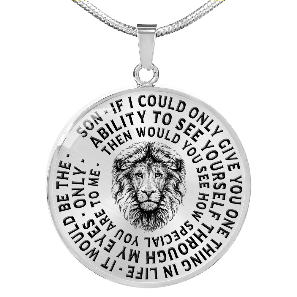 To My Son Lions Head Circle Pendant Necklace