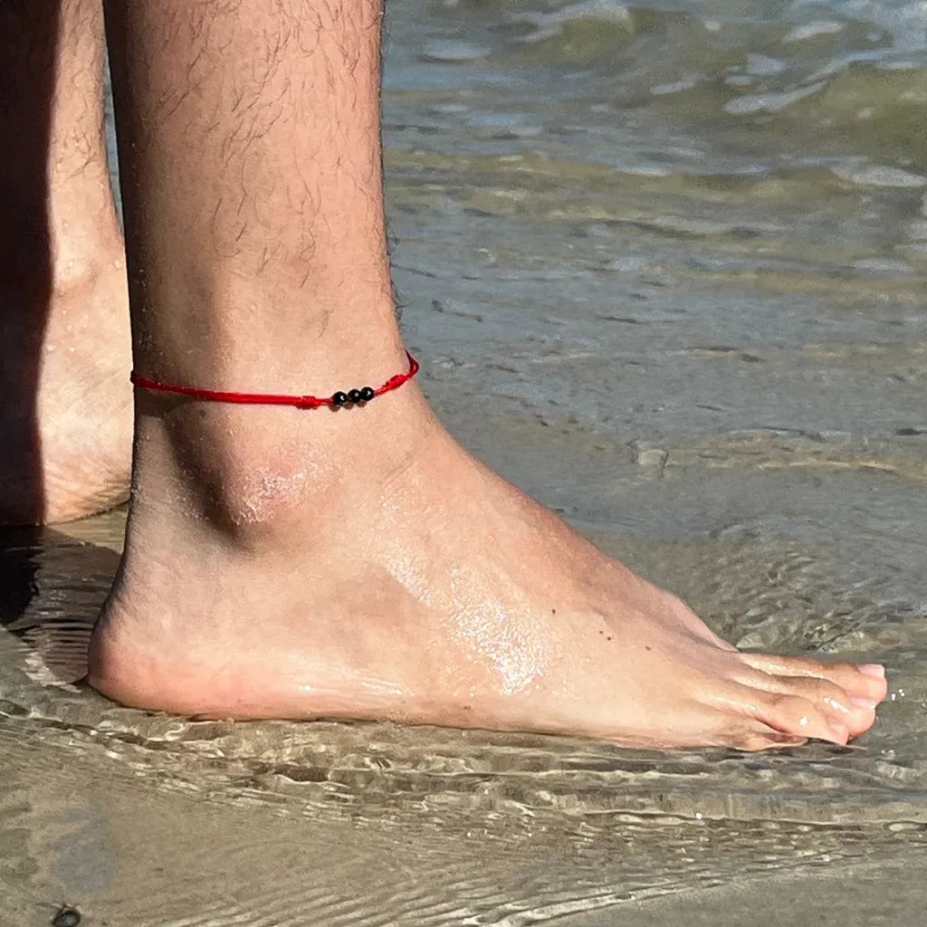 Tourmaline Red String Anklet - Adjustable & Protective