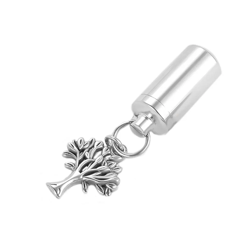 Tree of Life Charm & Ashes Cylinder Pendant Necklace