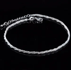 Trendy S925 Stamp Anklet Bracelet On The LegWomen Fashion Foot Girl Beach Ankle Bracelet