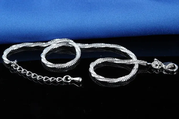 Trendy S925 Stamp Anklet Bracelet On The LegWomen Fashion Foot Girl Beach Ankle Bracelet