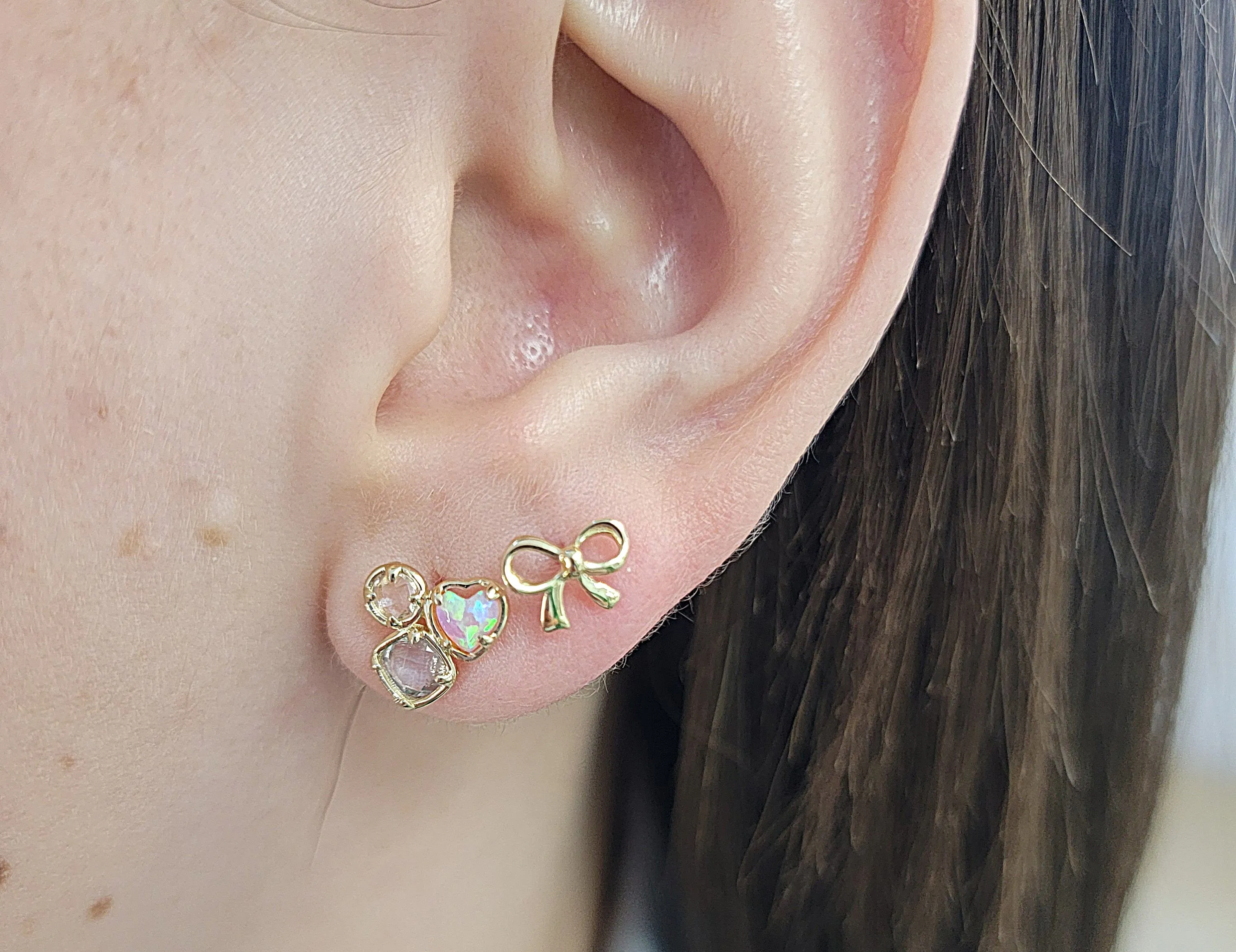 Tri-Color Freeform Gemstone Earrings