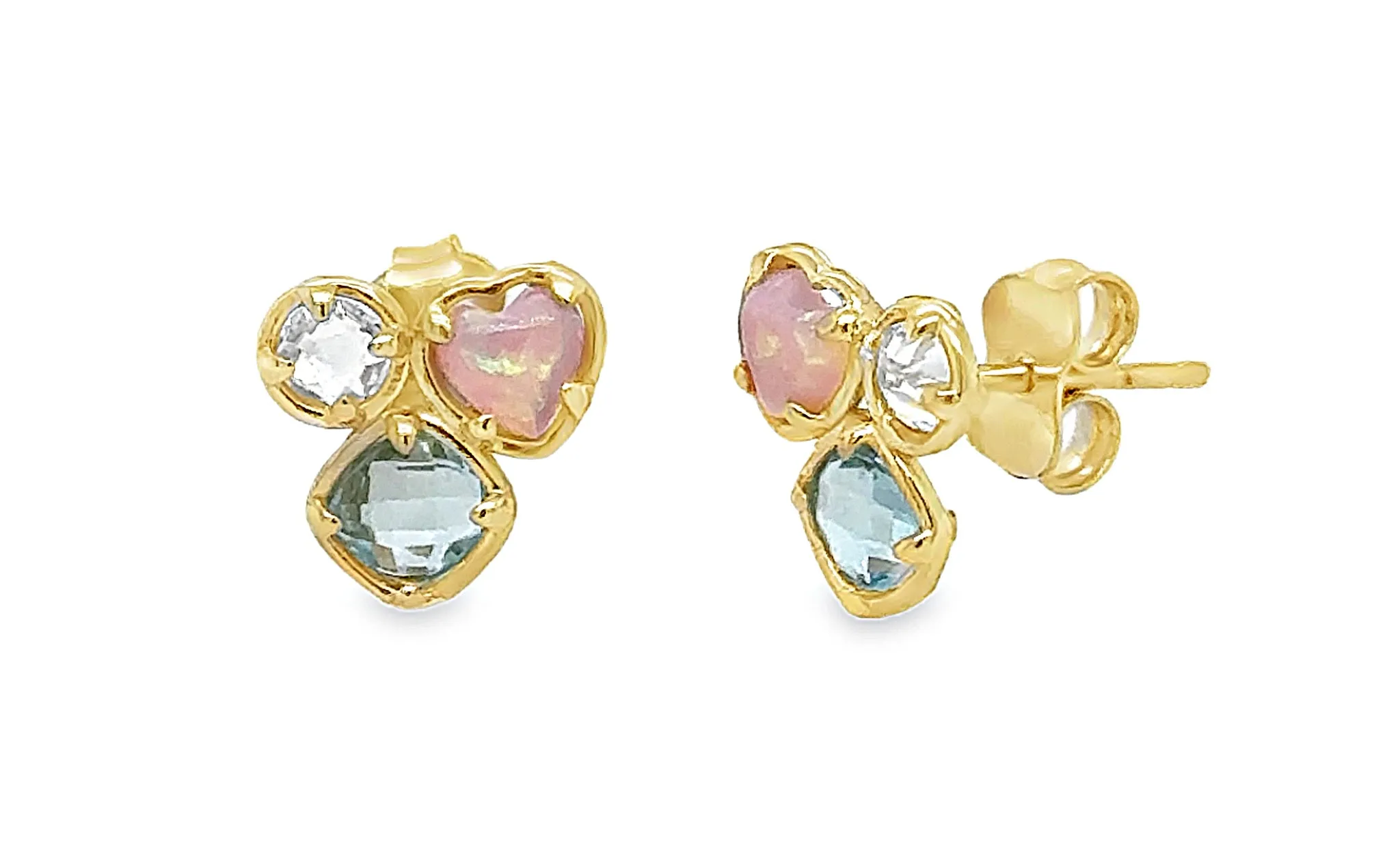 Tri-Color Freeform Gemstone Earrings