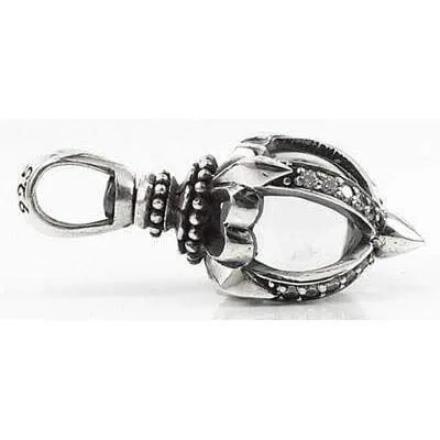Tribal Blossom Floral Sterling Silver Gothic Pendant