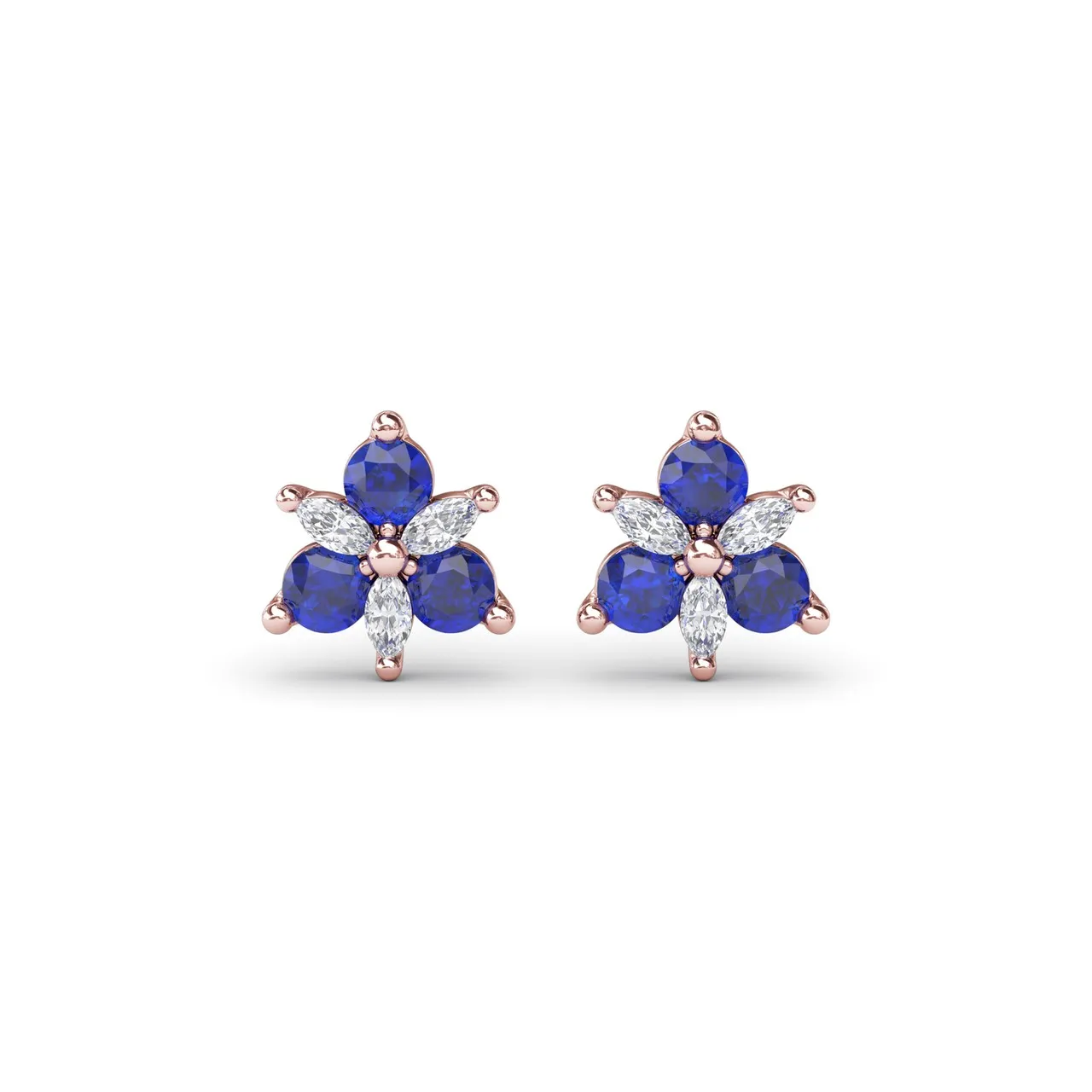 Trio Stud Sapphire and Diamond Earrings
