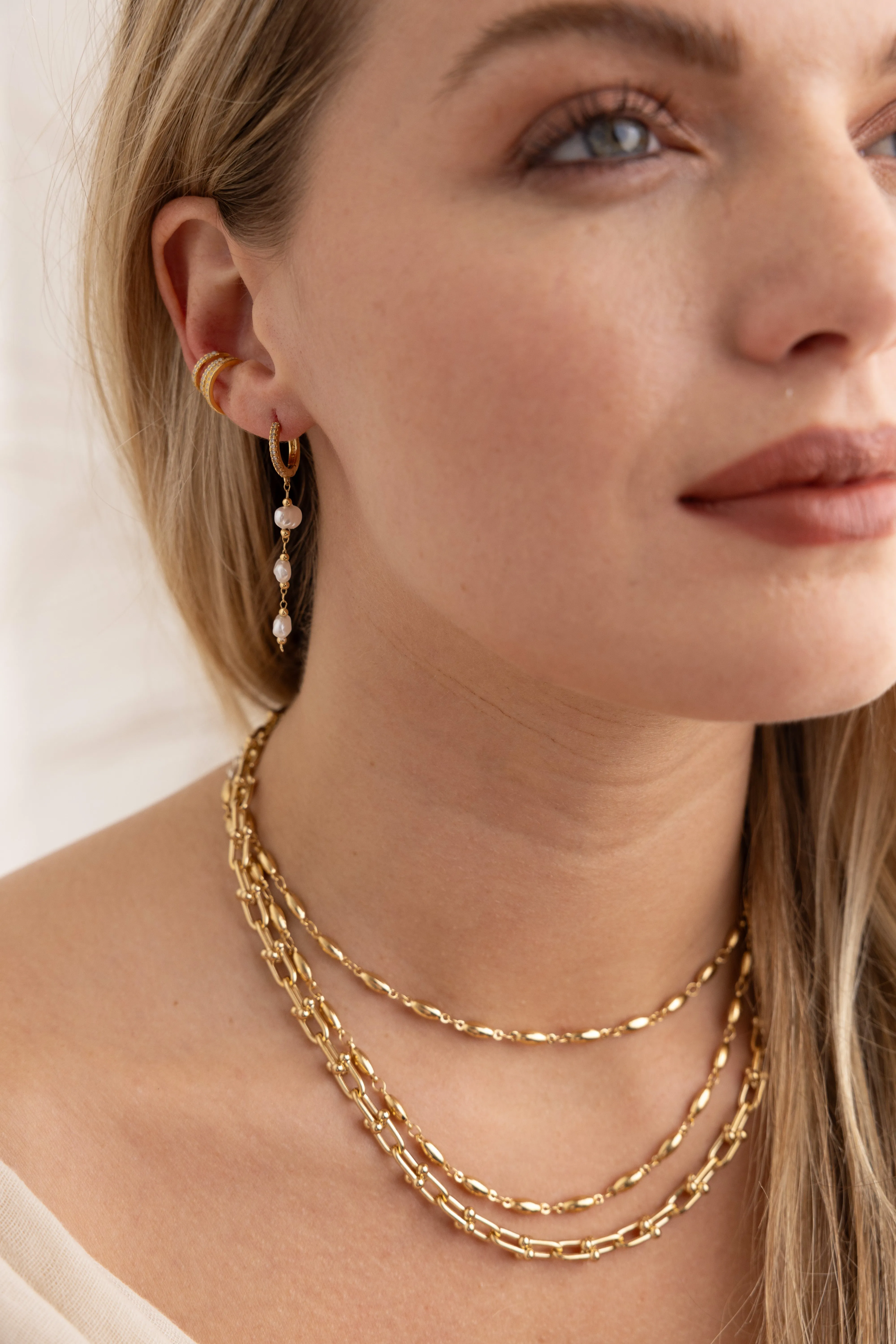 Triple Pearl Drop Earrings