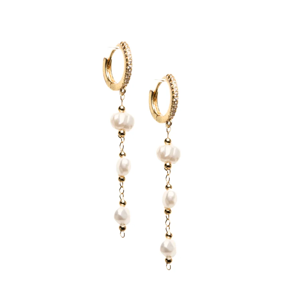 Triple Pearl Drop Earrings