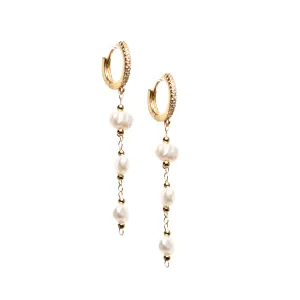 Triple Pearl Drop Earrings