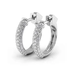 Triple Row 0.60 ctw. Round Diamond Hoop Earrings Pave Dome Style