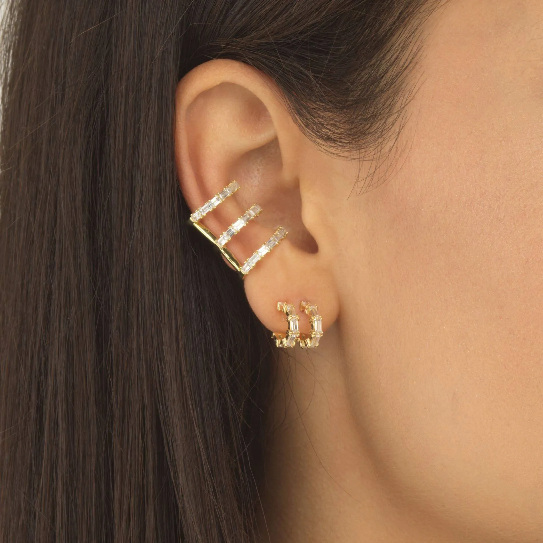 Triple Row Baguette Ear Cuff