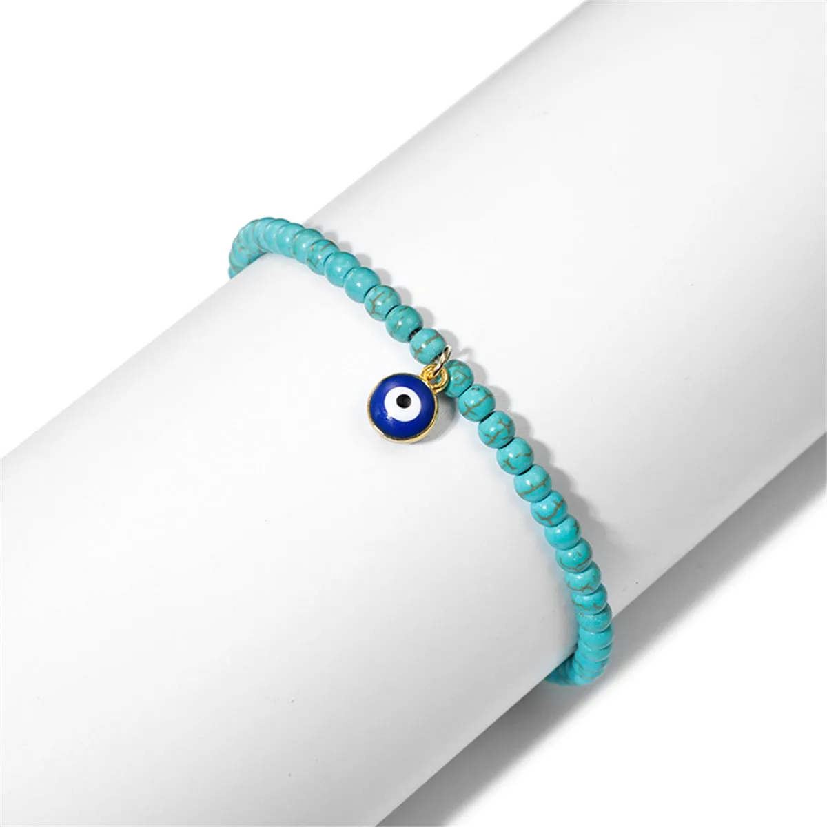 Turquoise & 18K Gold-Plated Beaded Anklet