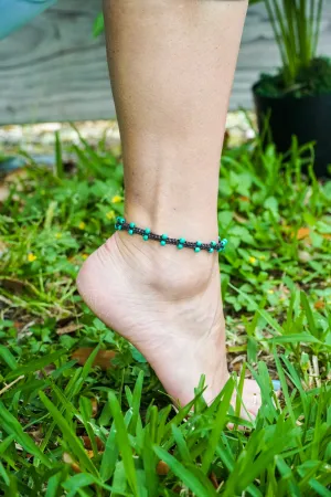 Turquoise Brass Boho Anklet