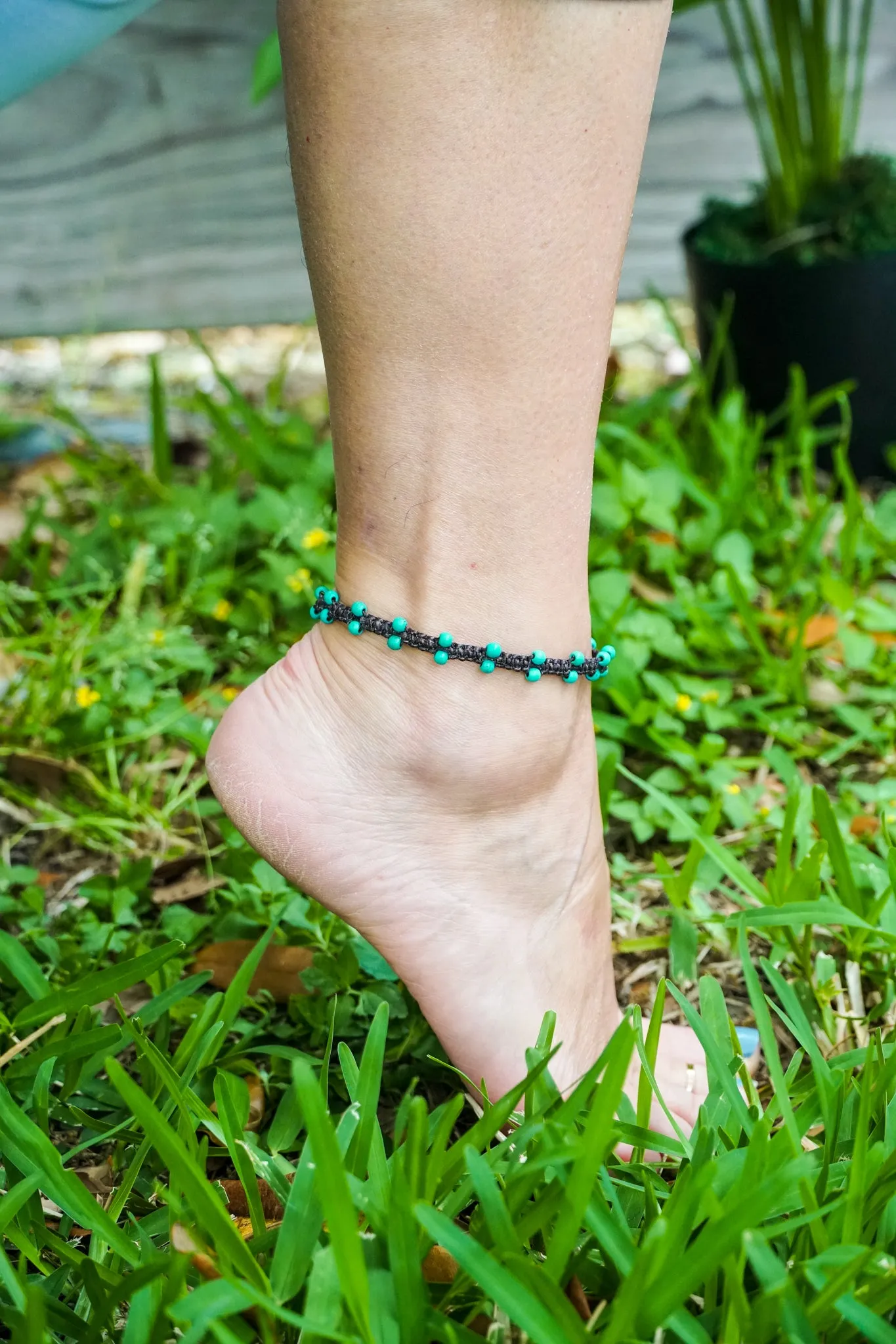 Turquoise Brass Boho Anklet