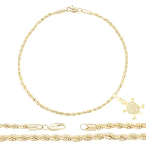 Turtle Pendant 14K Anklet Gold Filled Cubic Zirconia Charm Rope Chain Set 10" WomenJewelry