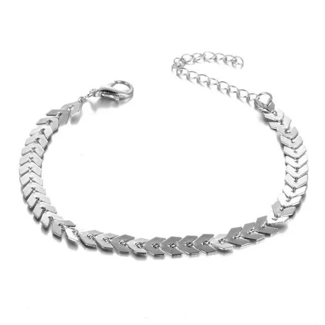 Two Layers Chain Heart Style Gold/Silver Color Anklets Brecelets  For Women Jewelry On Foot Leg Brecelets