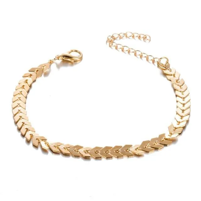 Two Layers Chain Heart Style Gold/Silver Color Anklets Brecelets  For Women Jewelry On Foot Leg Brecelets