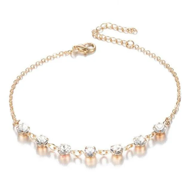 Two Layers Chain Heart Style Gold/Silver Color Anklets Brecelets  For Women Jewelry On Foot Leg Brecelets