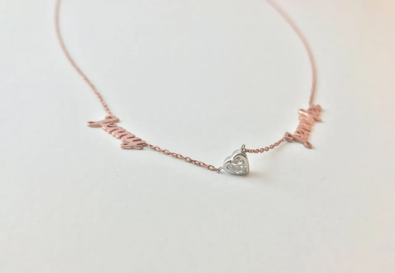 Two Name Heart Necklace