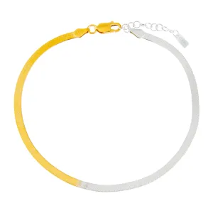Two Tone Herringbone Anklet