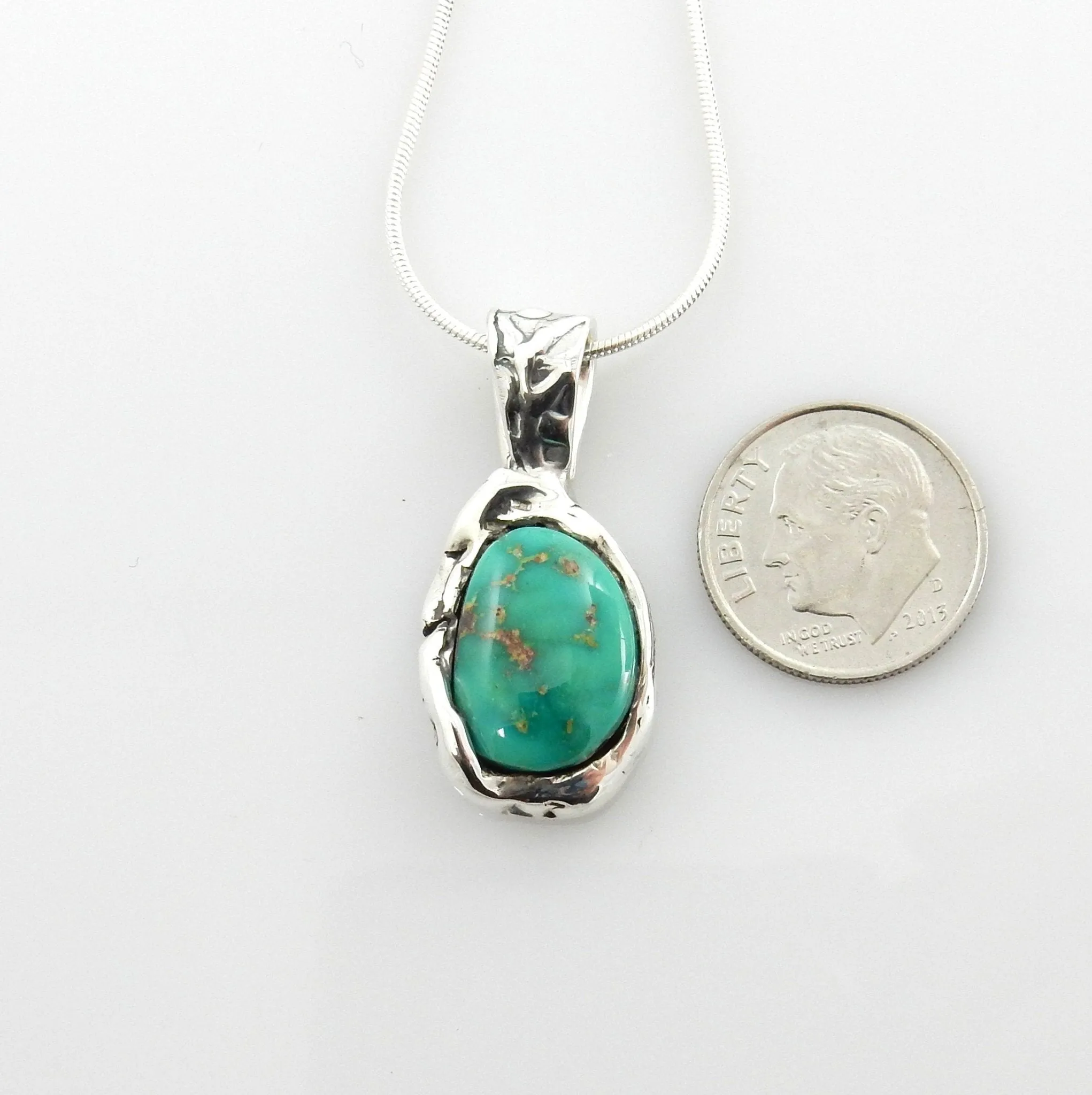 Unique Sterling Silver Royston Turquoise Pendant