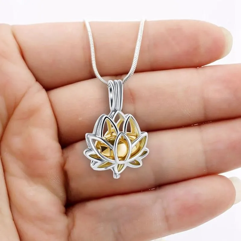 Urn Of Memories X Mystical Passion New Collection! Gift Necklace Lotus Flower Holds Mini Urn for Ashes Stainless Steel Cremation Jewelry Pendant Necklace For Ashes