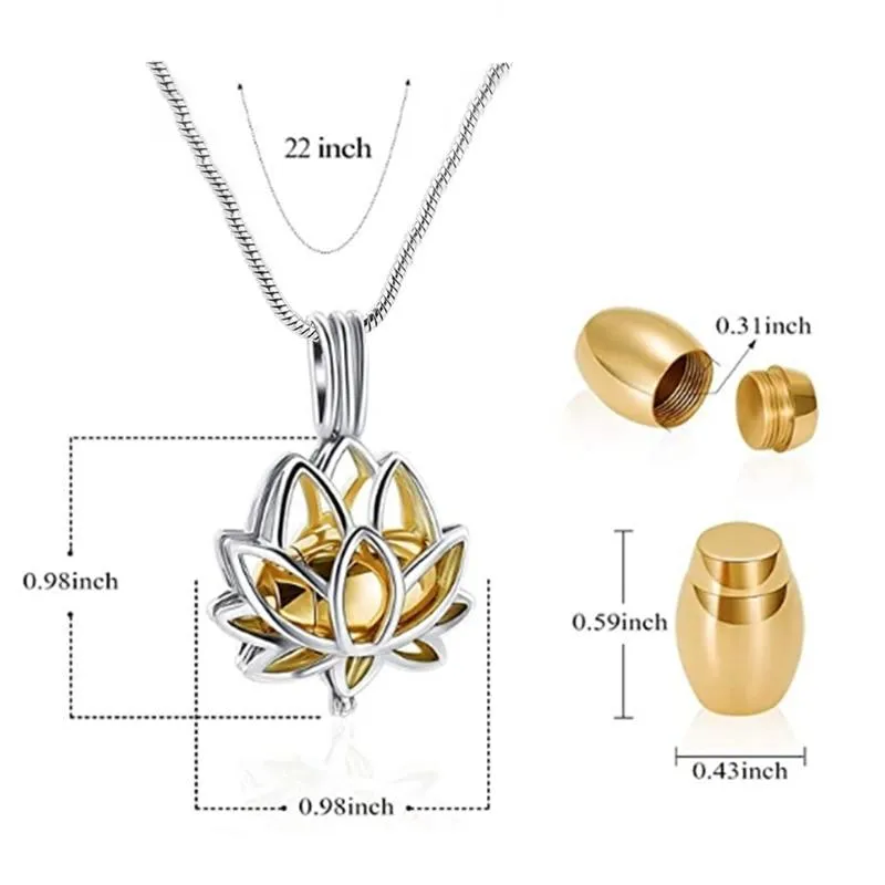 Urn Of Memories X Mystical Passion New Collection! Gift Necklace Lotus Flower Holds Mini Urn for Ashes Stainless Steel Cremation Jewelry Pendant Necklace For Ashes